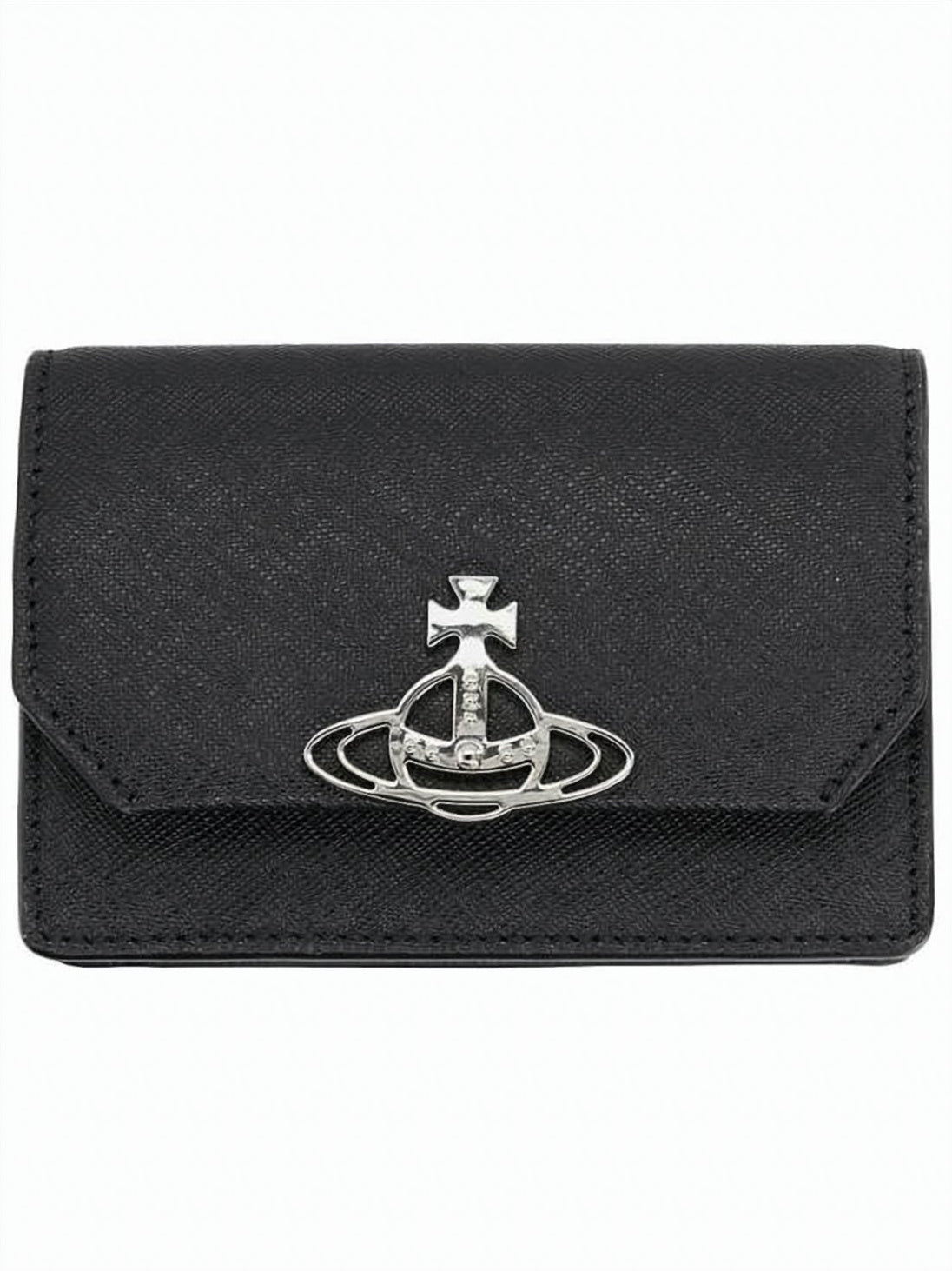 Textured Leather Cardholder with Flap Closure