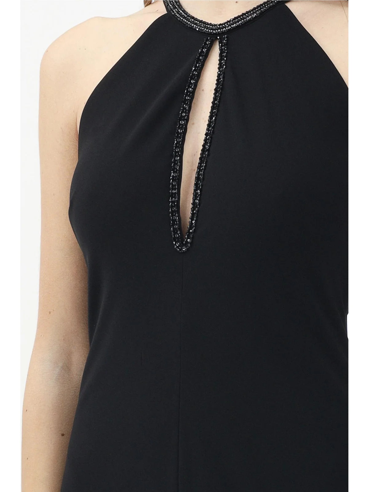 Black Triacetate Polyester Rhinestones Long Dress