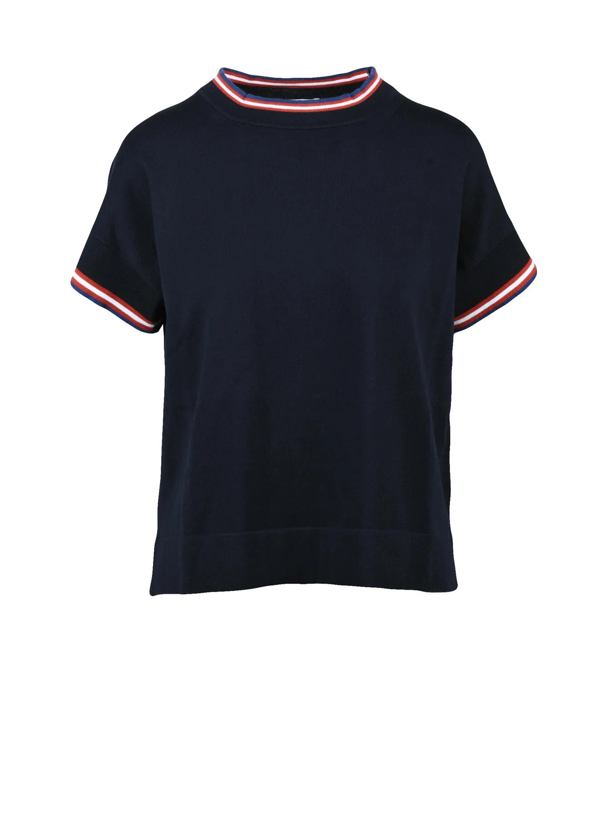 Midnight Blue Cotton Crew Neck Knit Top