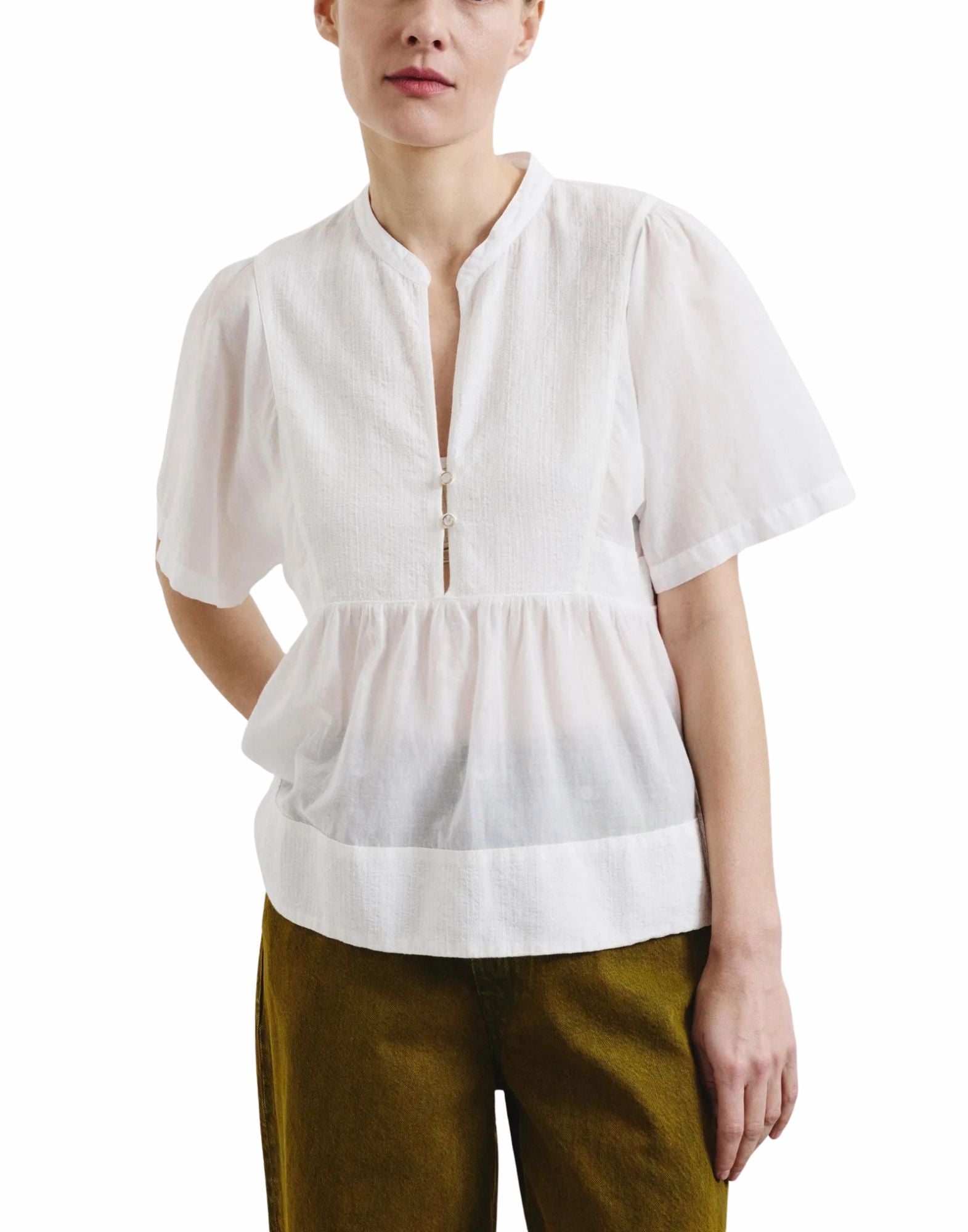 Soft Cotton Blouse In Latte