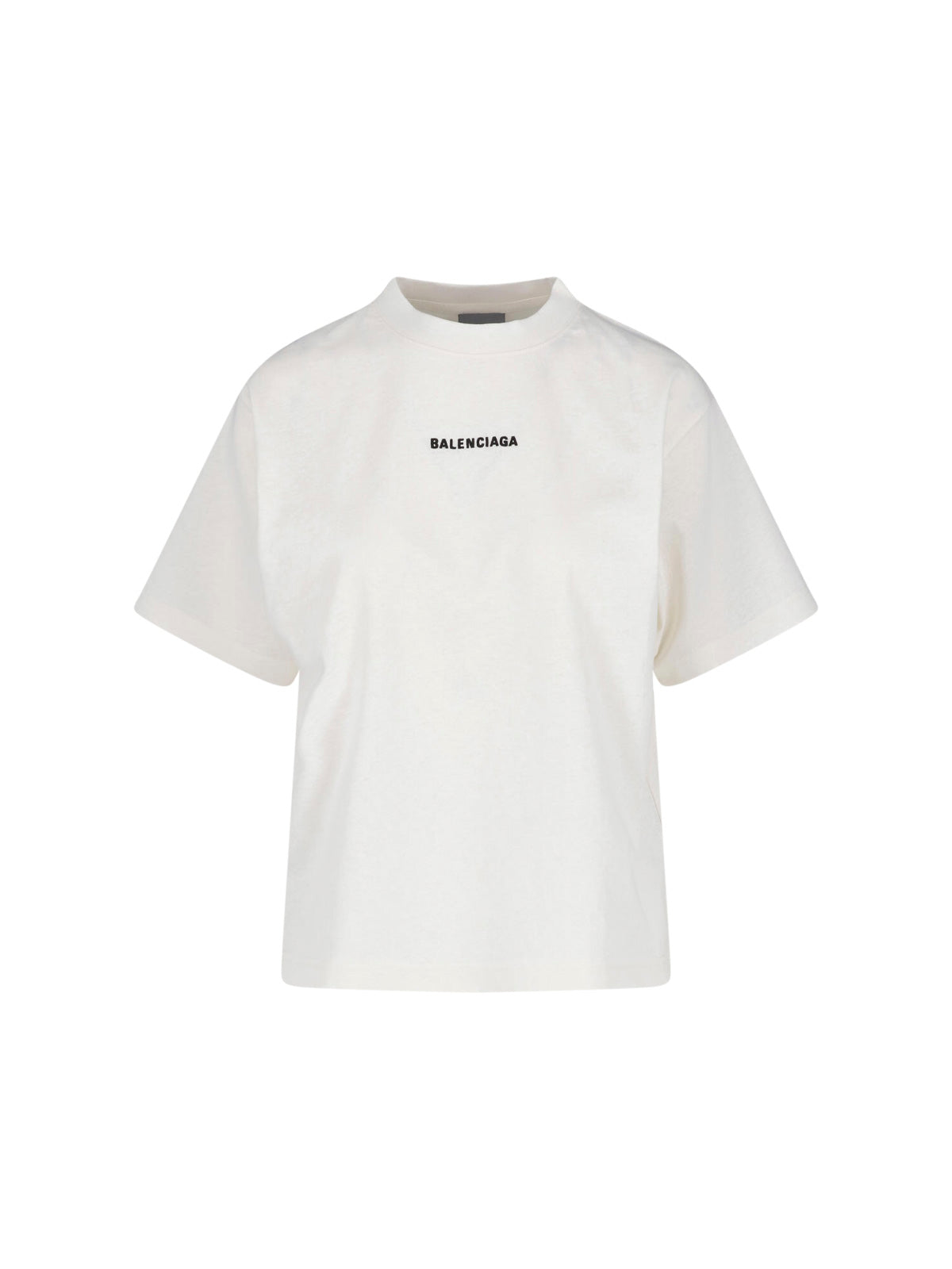 White Cropped Crew Neck Cotton T-shirt