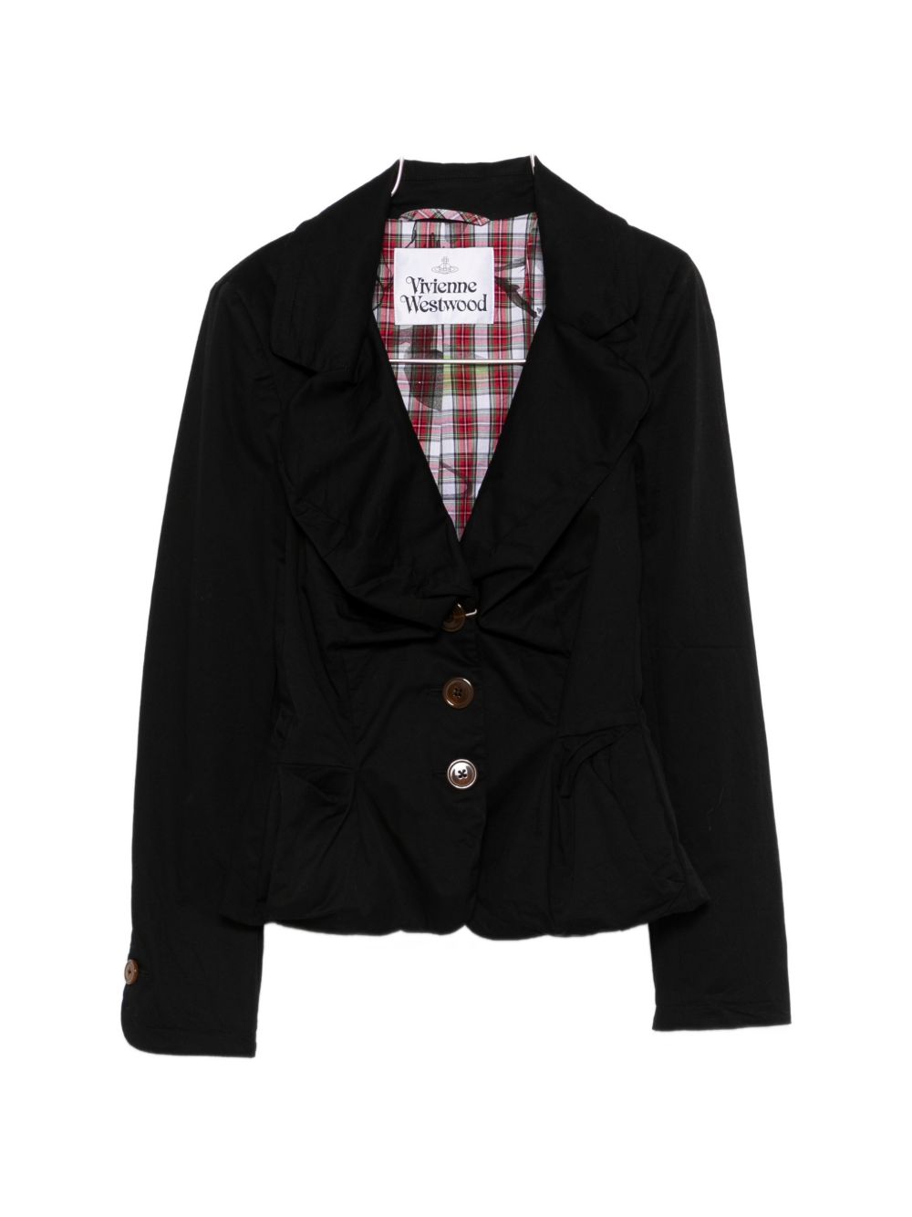 Tailored Black Jacket With Notched Lapel And Flared Hem