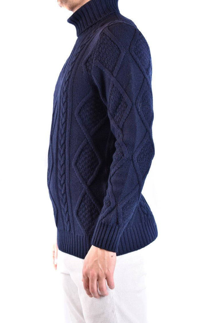 Textured Cable Knit Sweater With High Turtleneck