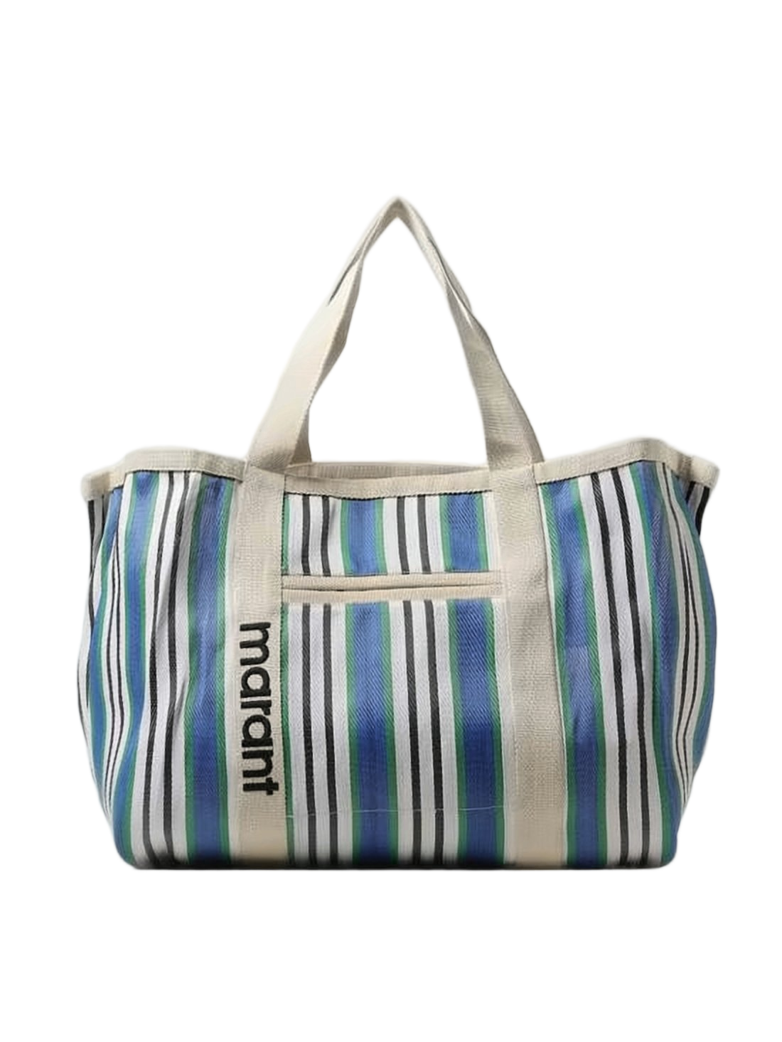 Vertical Striped Nylon Tote Bag with Sturdy Handles