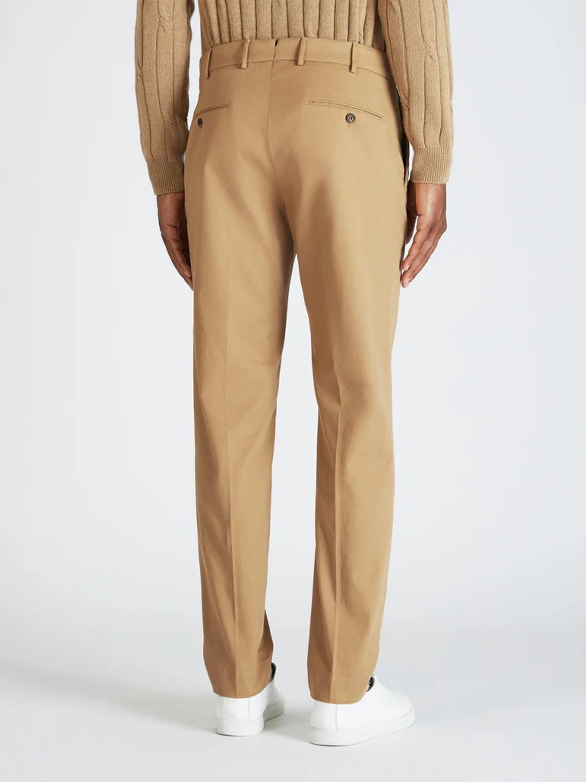 Tan Straight-Leg Casual Cotton Trousers