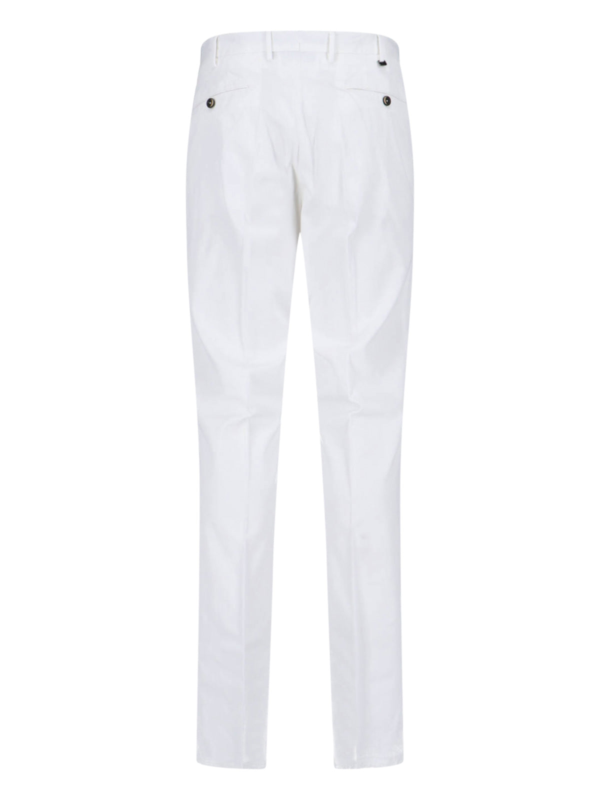 Lyocell/Cotton Straight Trousers – White