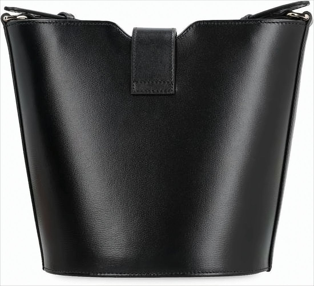 Structured Black Leather Shoulder Bag