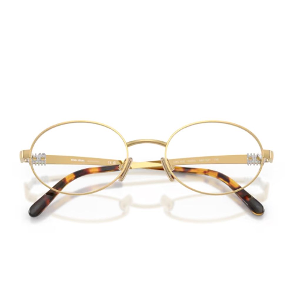 Ovale Gold-Toned Metal Sunglasses with Tortoiseshell Temple Tips