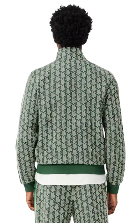 Jacquard Knit Zip-Up Sweatshirt With Contrasting Stripes