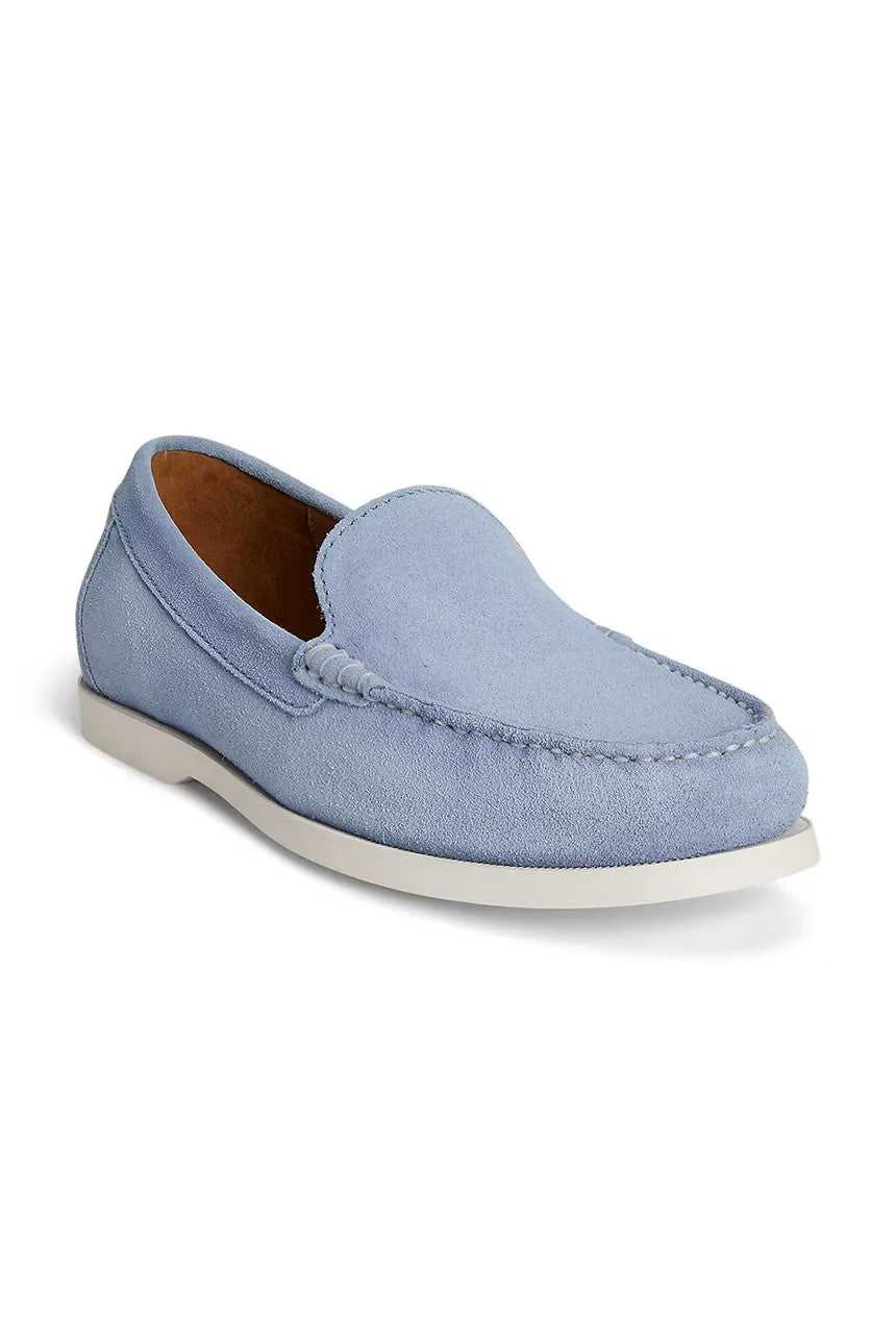Suede Loafers with Moccasin Toe and Detailed Stitching