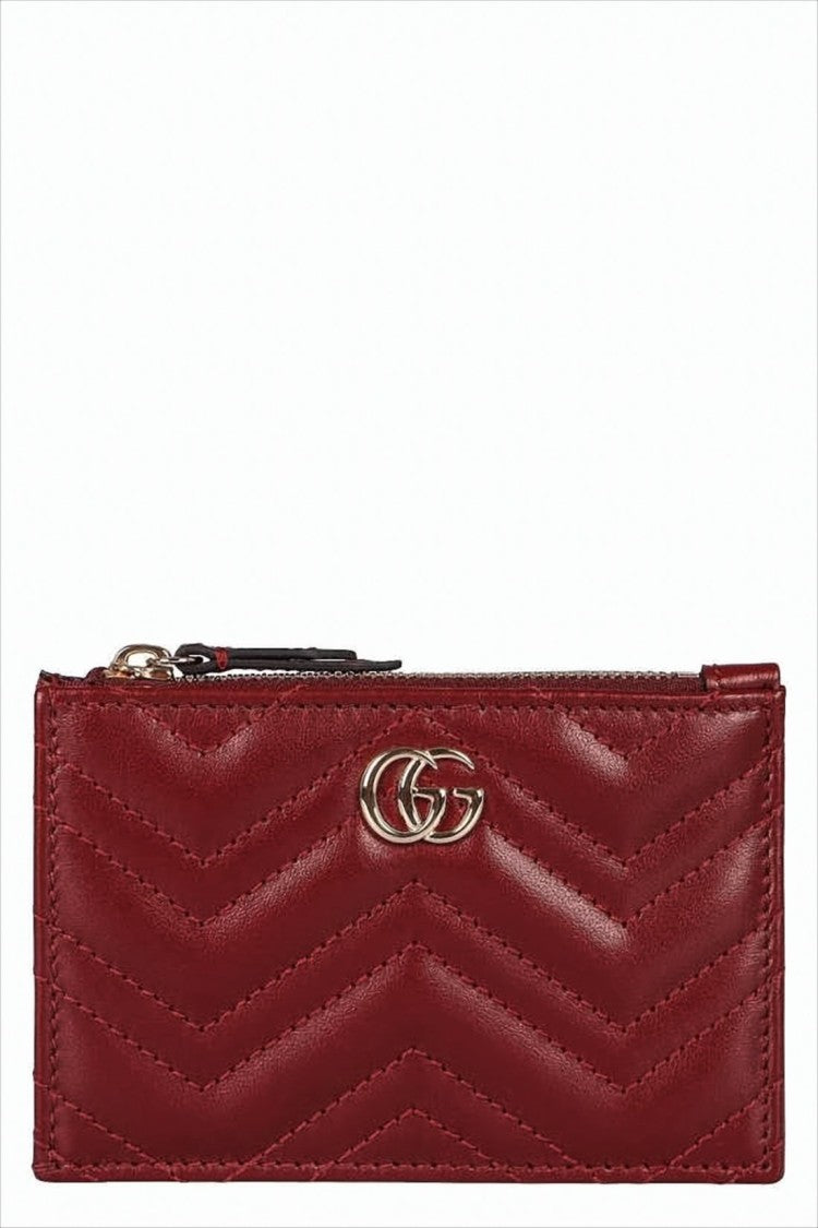 Compact Chevron Quilted Leather Keyring Wallet