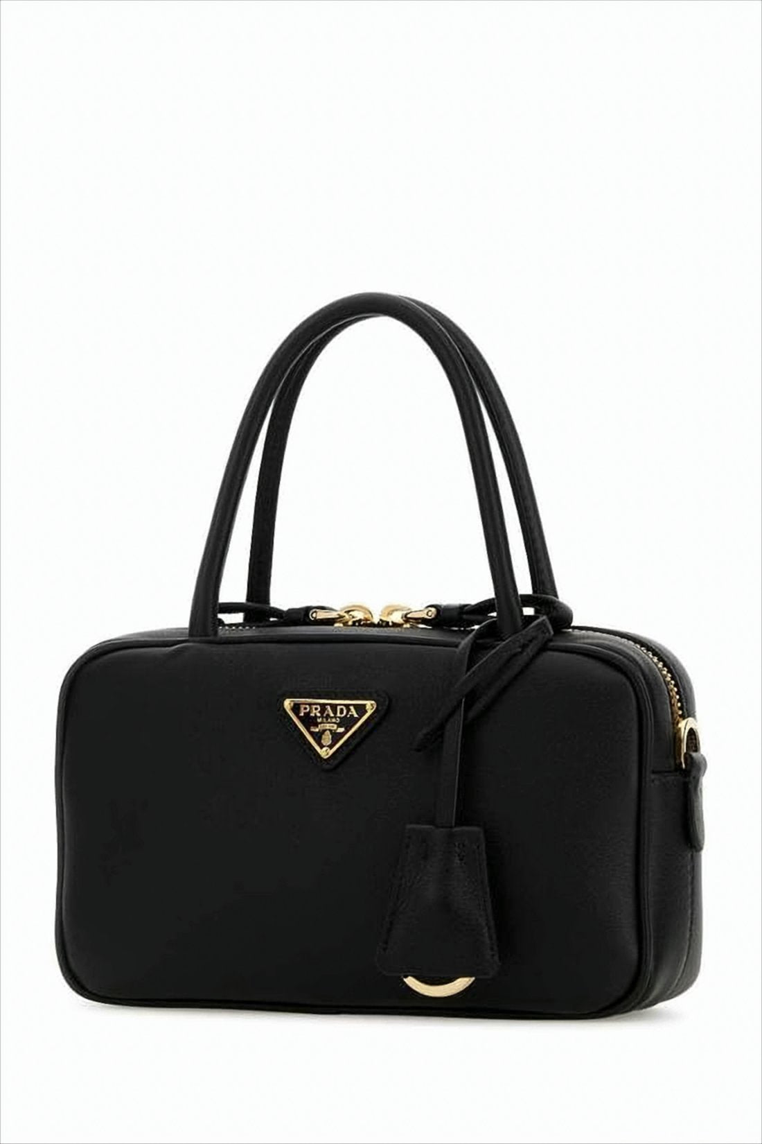 Structured Calf Leather Shoulder Bag with Zip Closure
