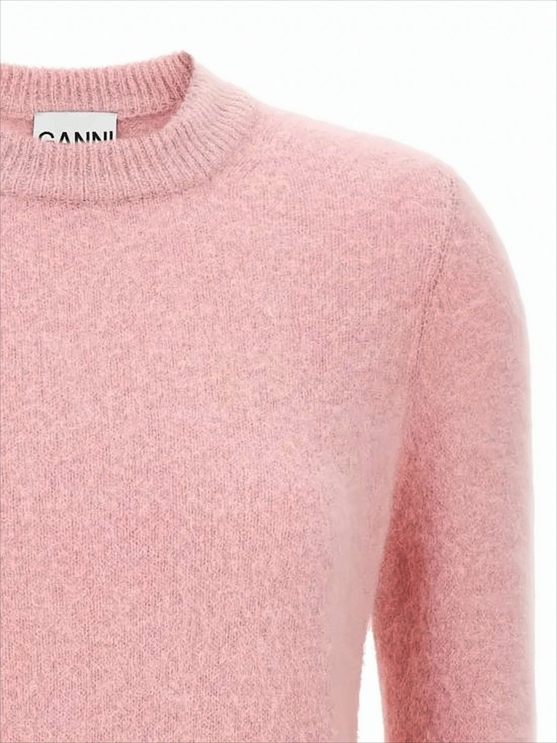 Plush Pink Sweater with Ribbed Cuffs and Subtle Branding