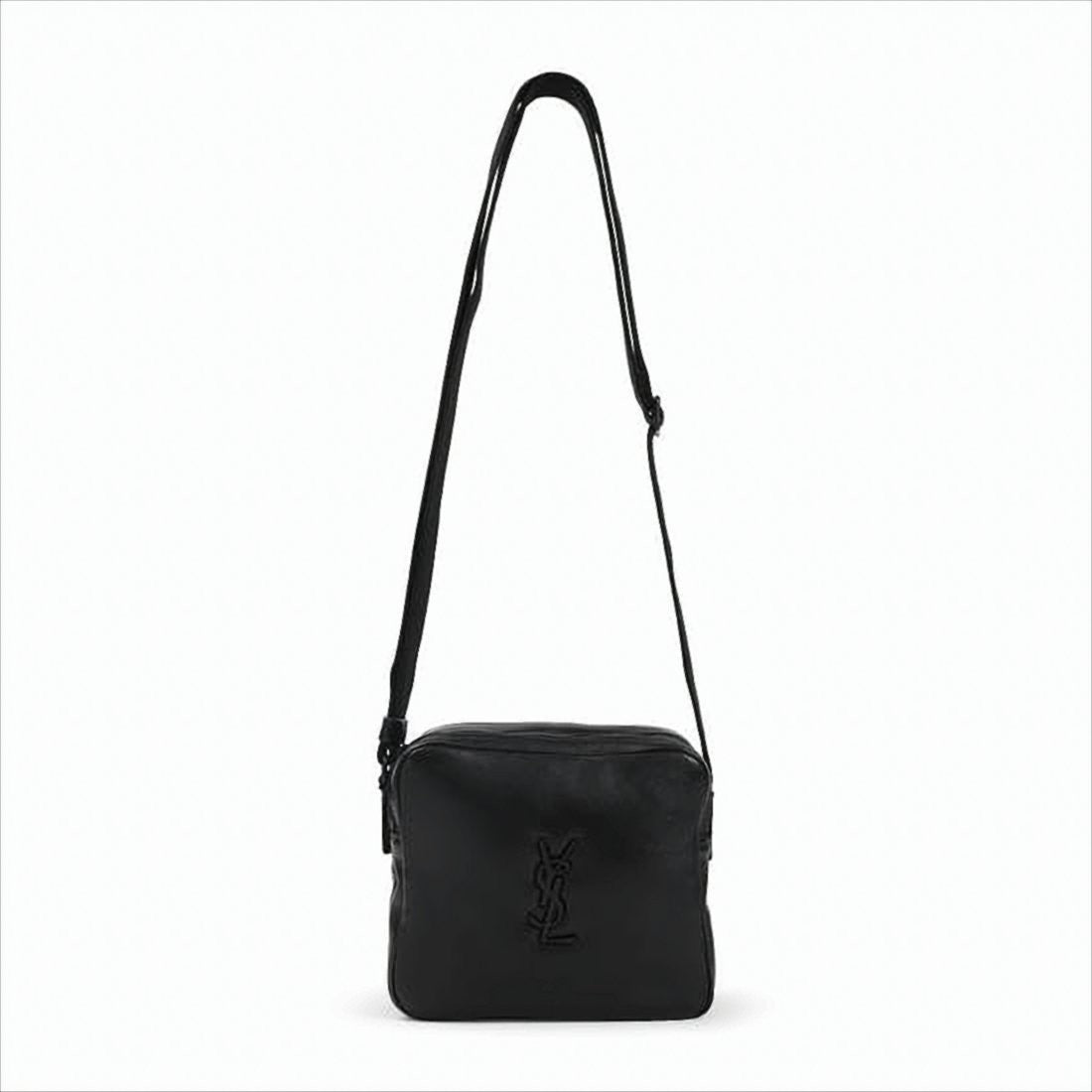 Minimalist Black Lambskin Crossbody Bag