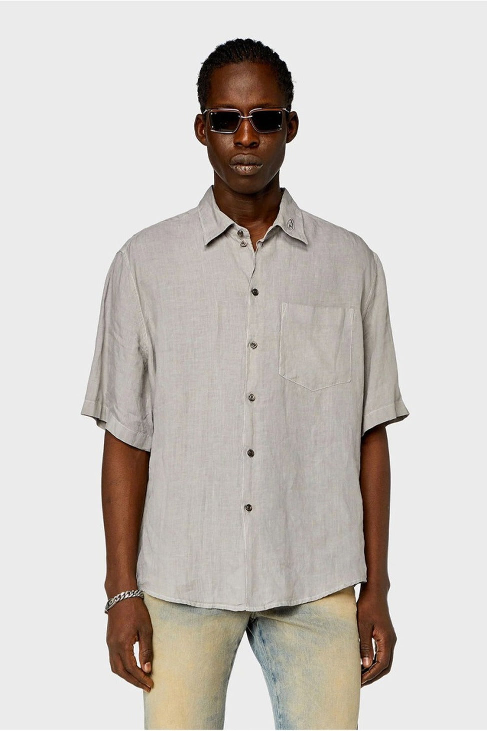 Casual Cotton Shirt In Off-White