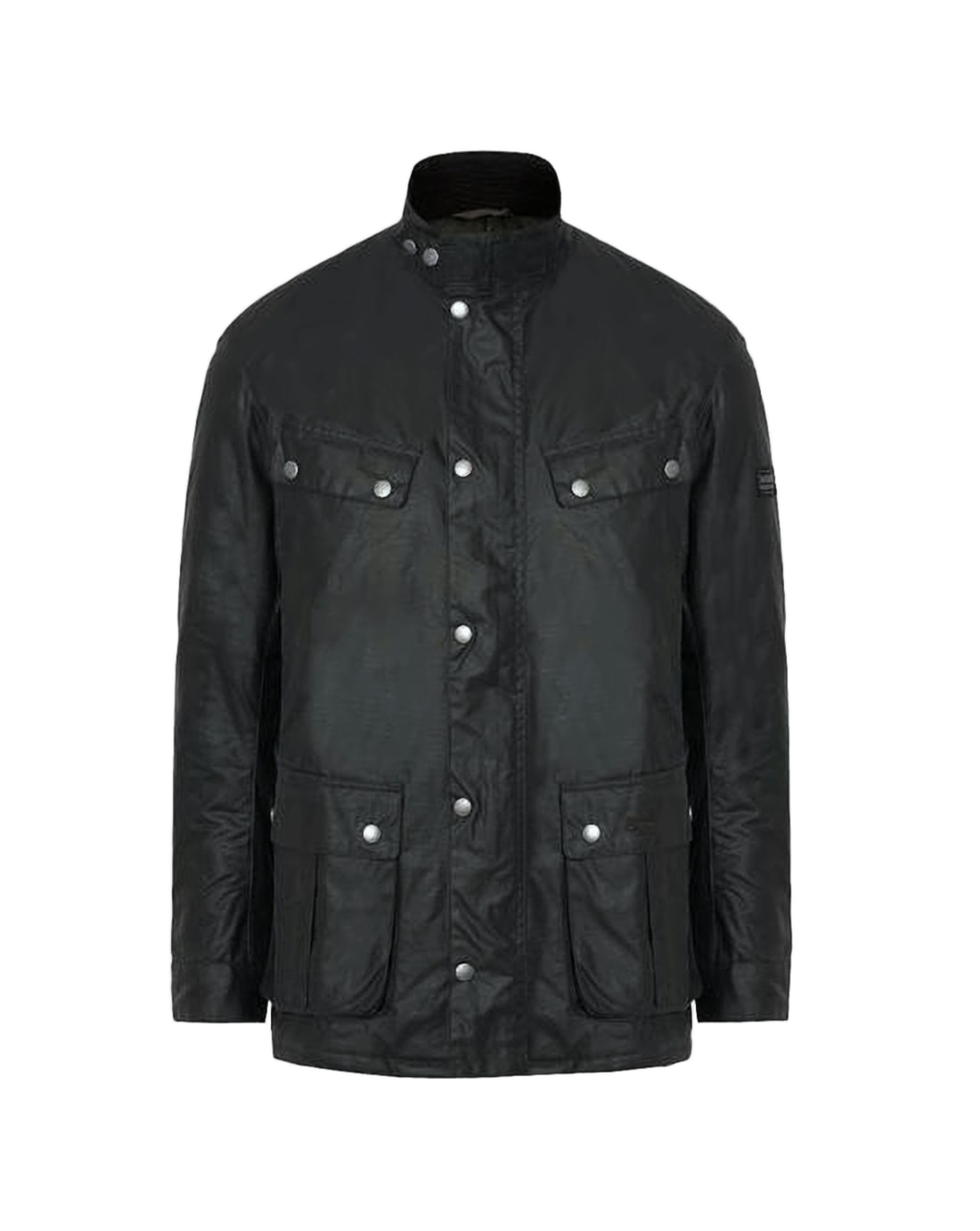 Structured Black Barbour Jacket with Snap Closures