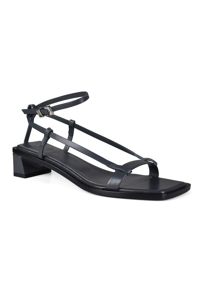 Smooth Grey Leather Linea Sandals