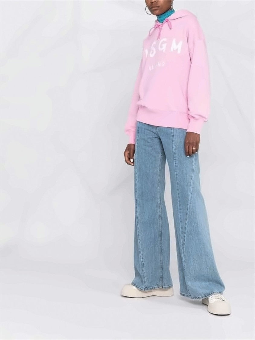 Pastel Pink Relaxed-Fit Hoodie with Logo Print