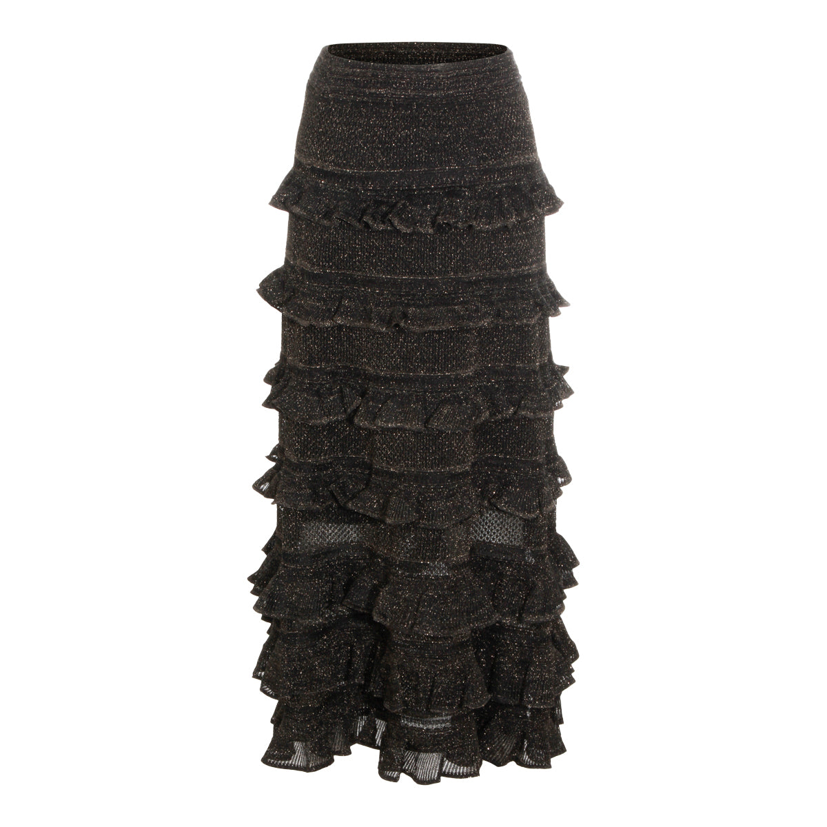 Metallic Black Cotton Skirt