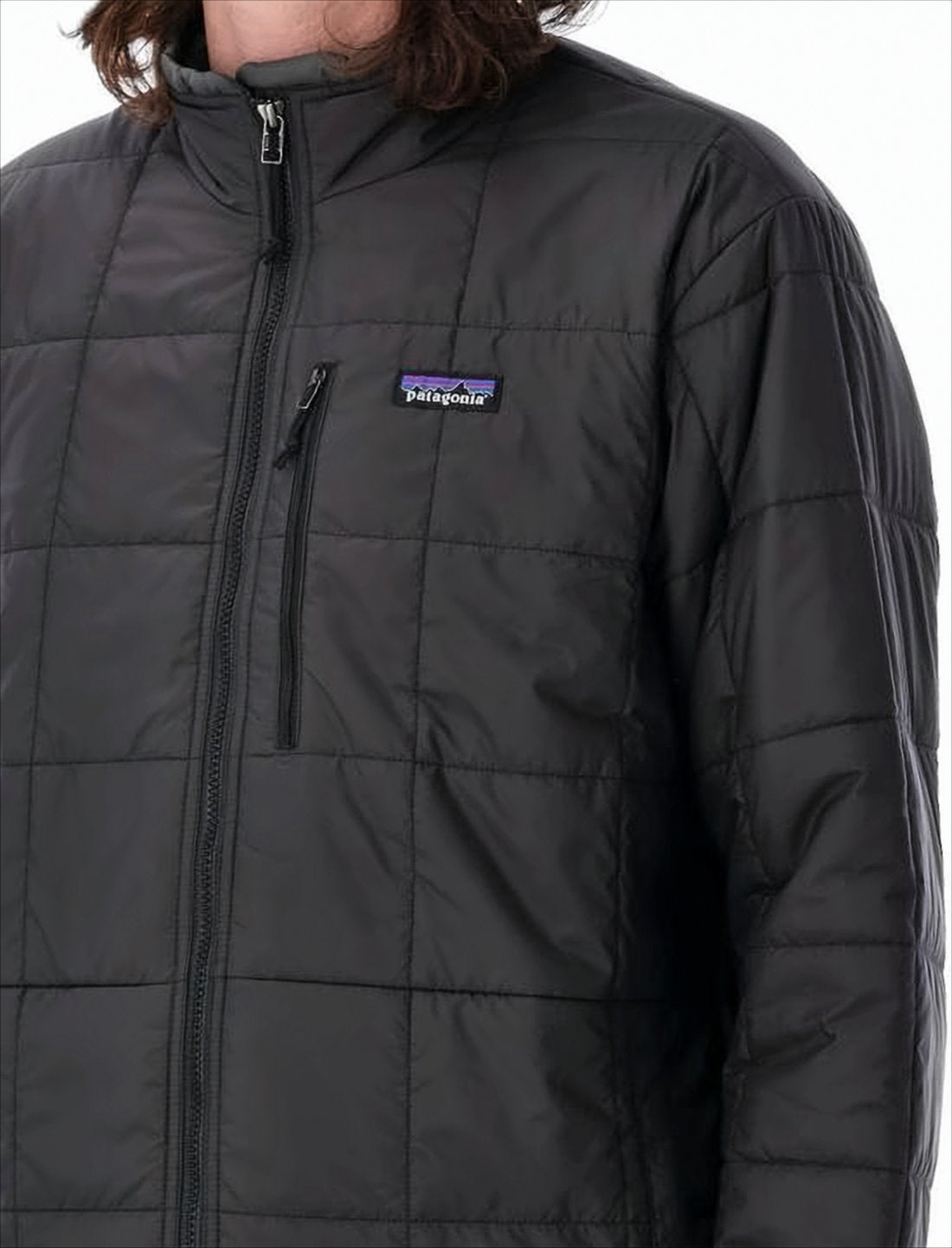 Quilted Black Padded Jacket with Stand Collar