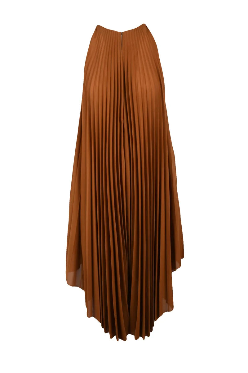 Pleated Dress - Brown