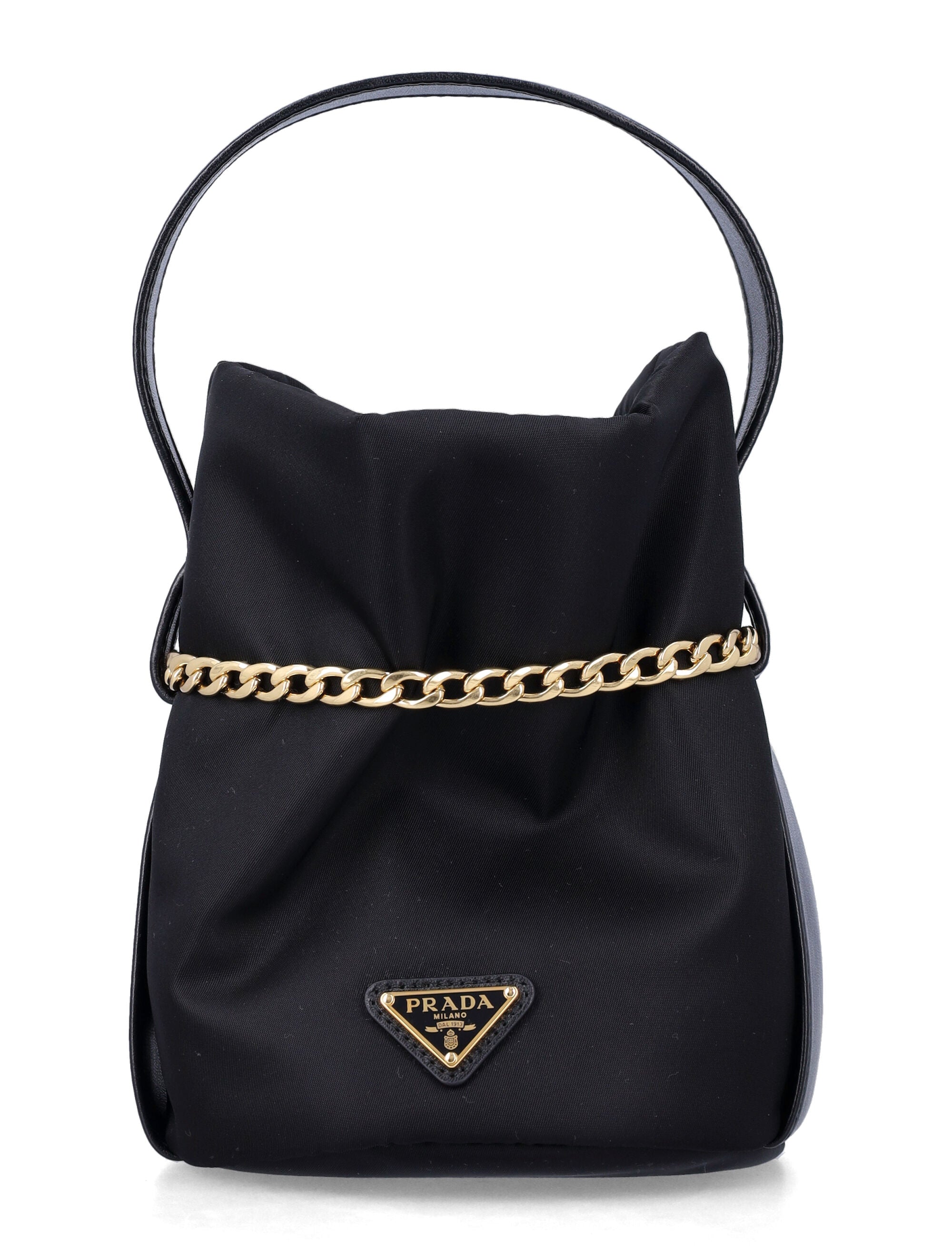 Re-Nylon Petit Sac with Gold Chain and Nappa Leather Accents