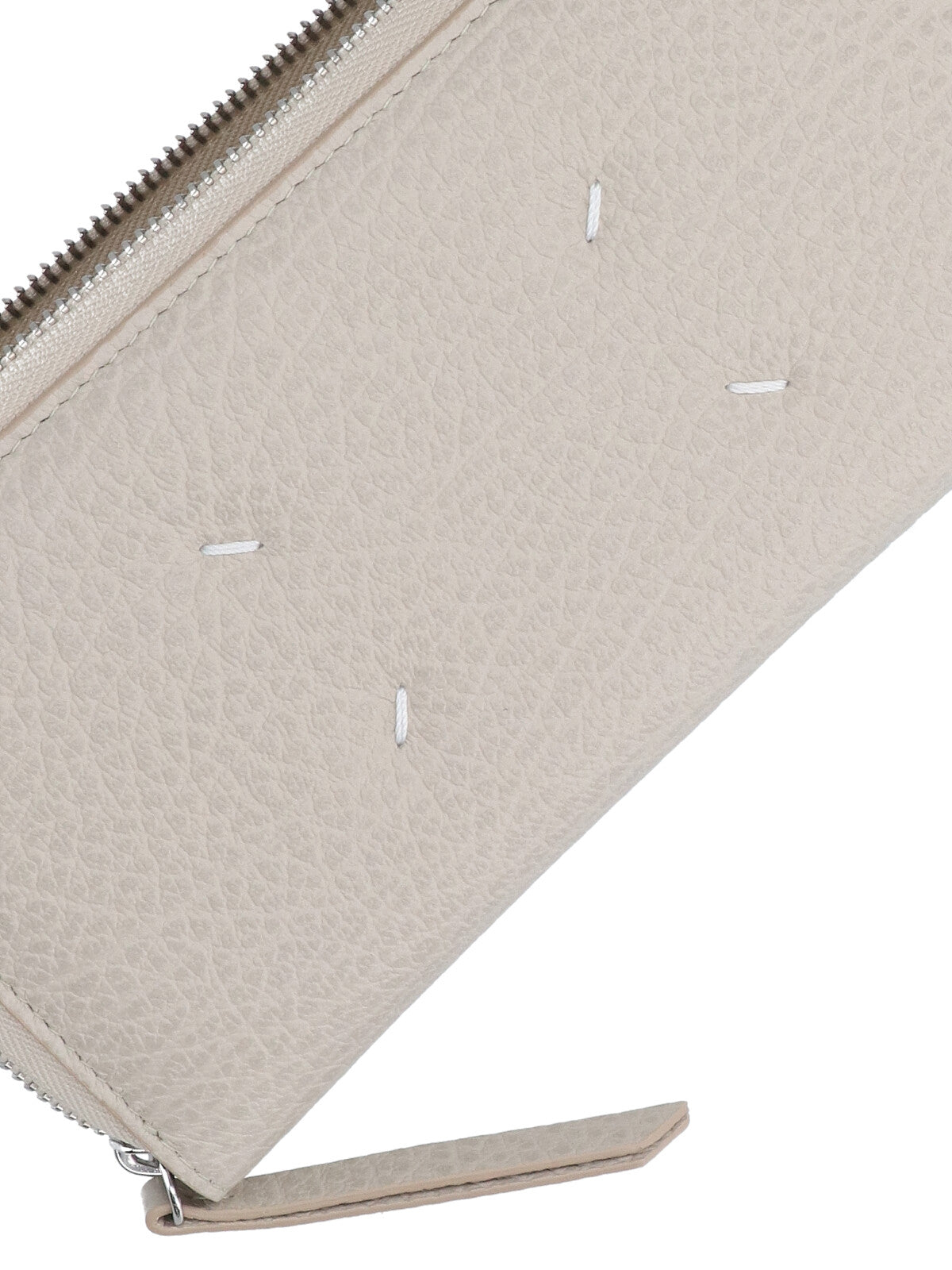 Grey Four Stitches Textured Leather Wallet