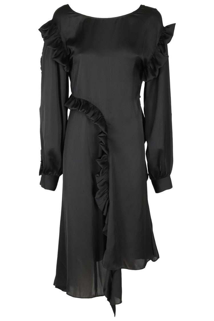 Black Light Satin Draped Dress