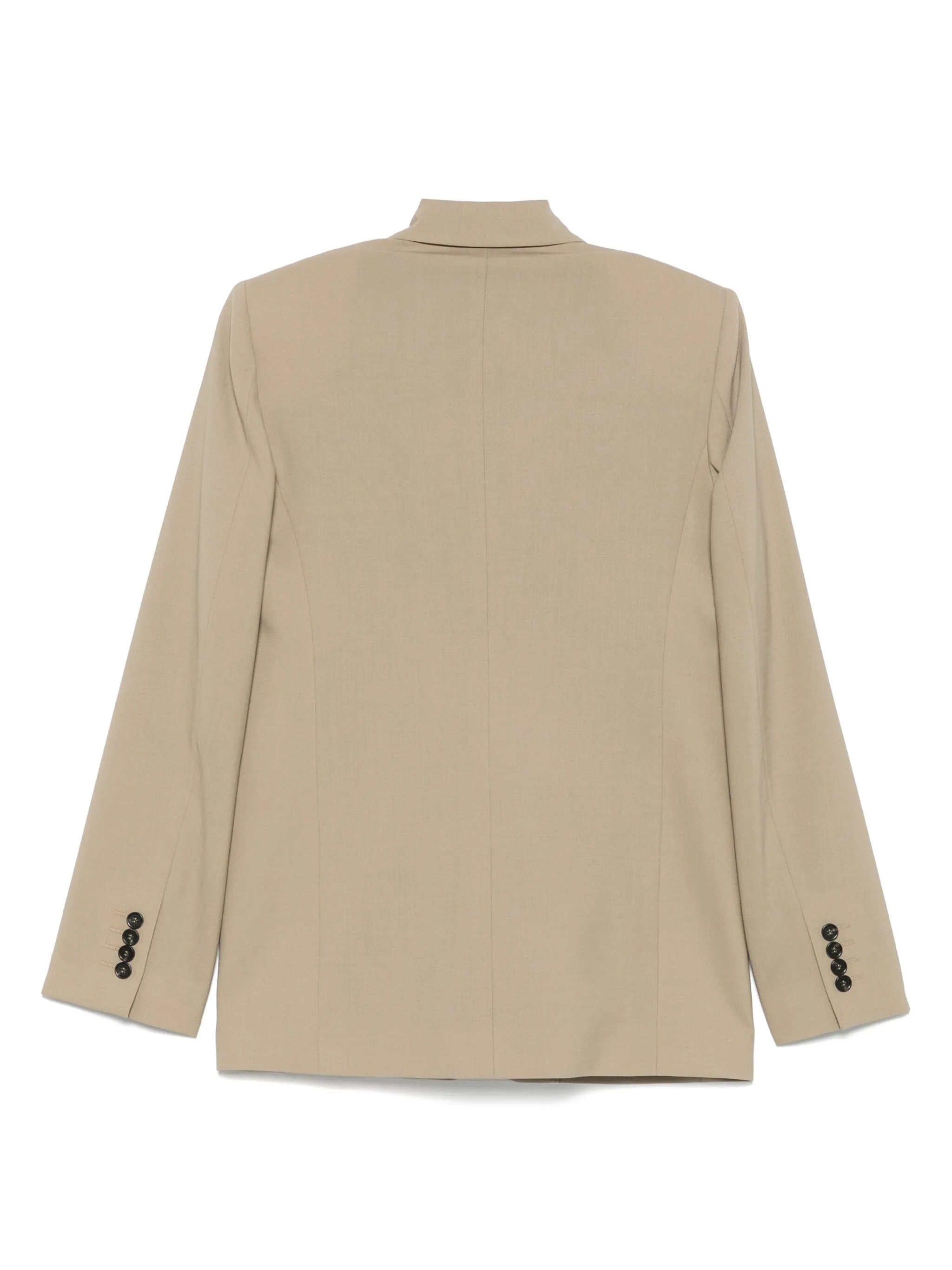 Tailored Notched Lapel Structured Wool Blazer