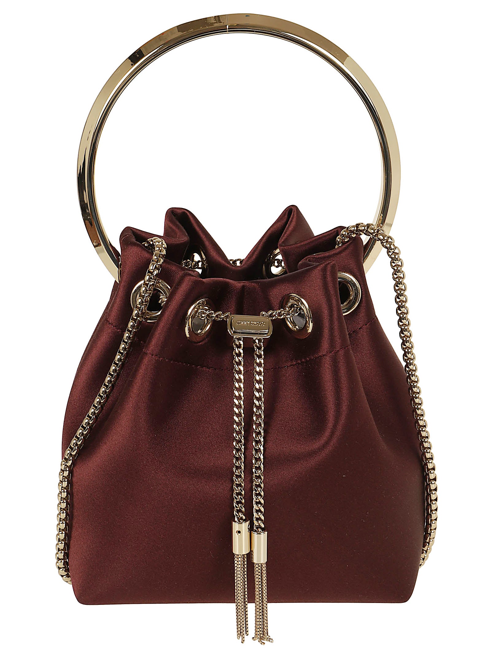 Structured Drawstring Handbag with Gold-Tone Accents