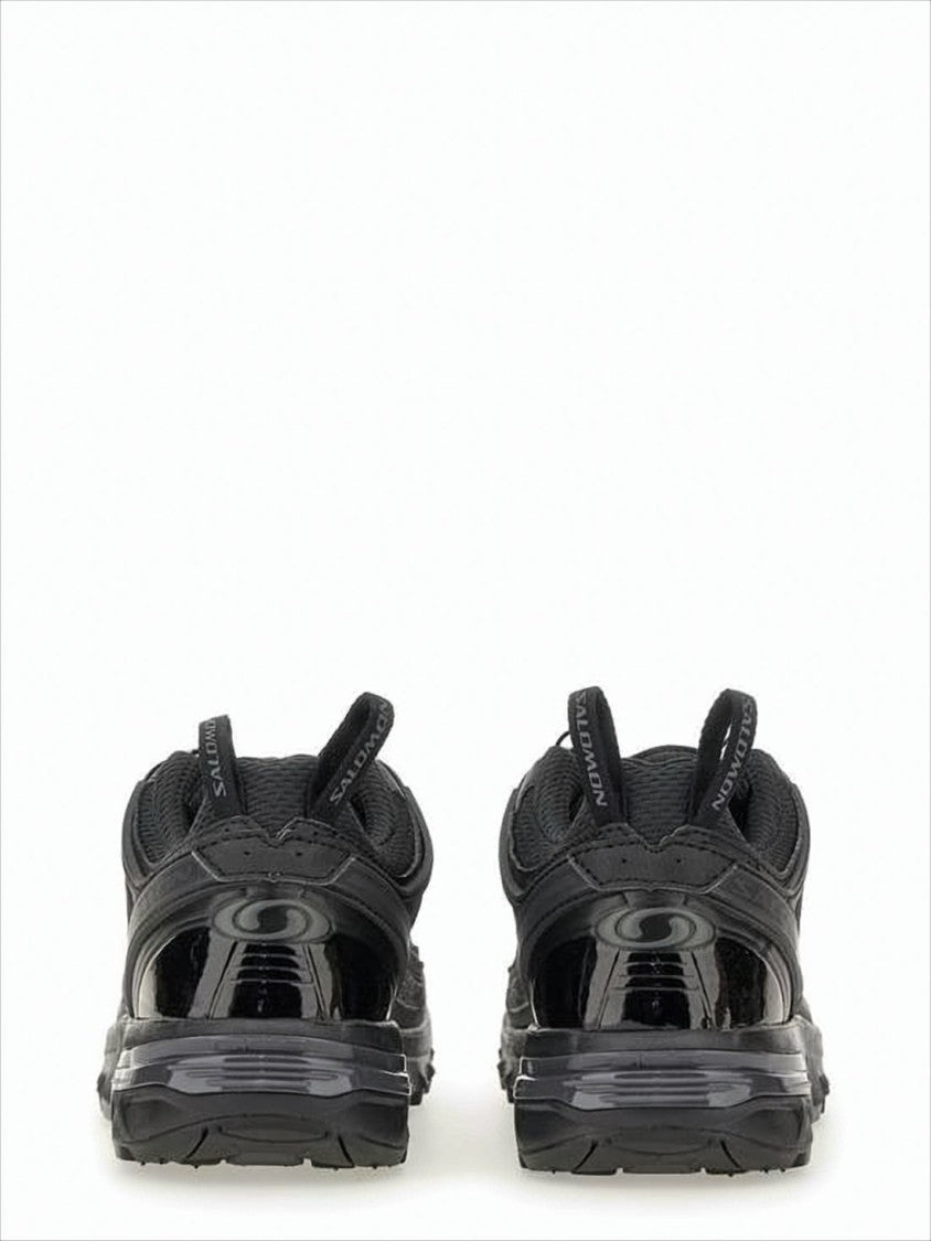 Sporty Rugged Black Sneakers With Unique Lacing System