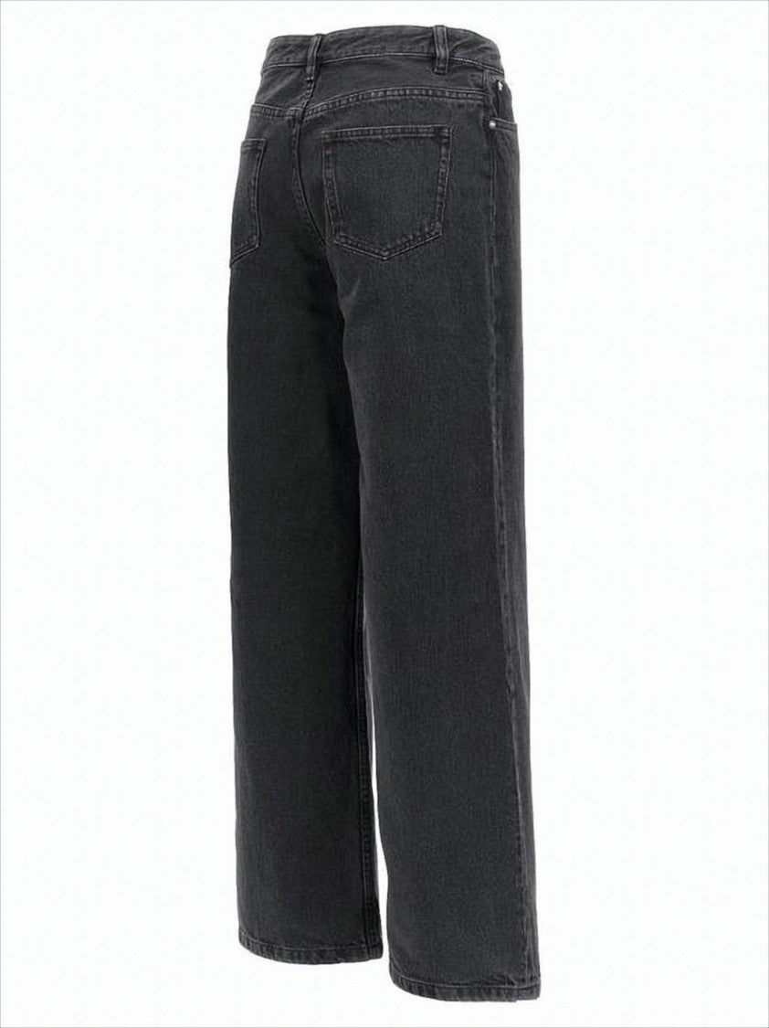 Wide-Leg Cropped Denim Pants with Vintage Charm