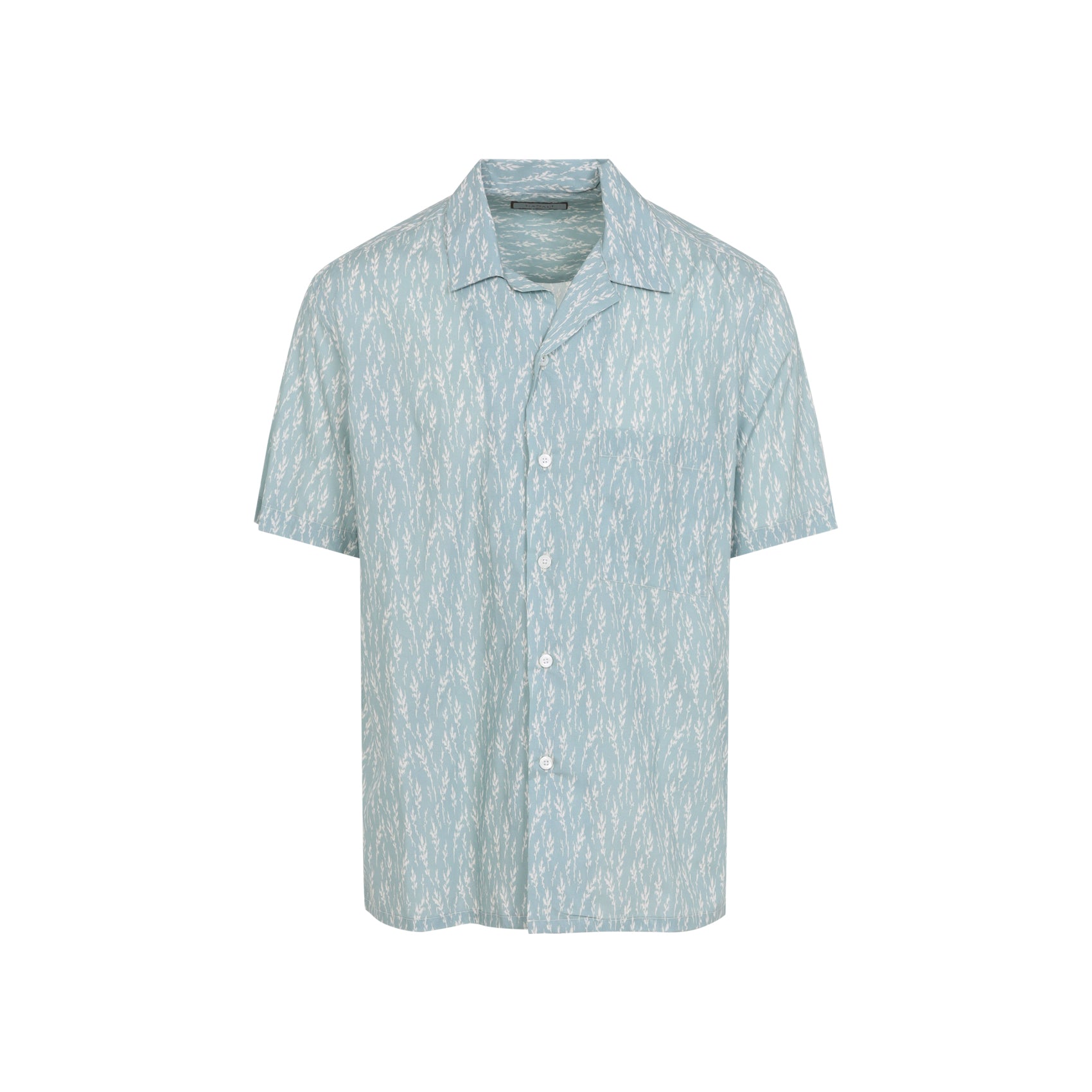 Short-Sleeve Abstract Pattern Shirt in Soft Green