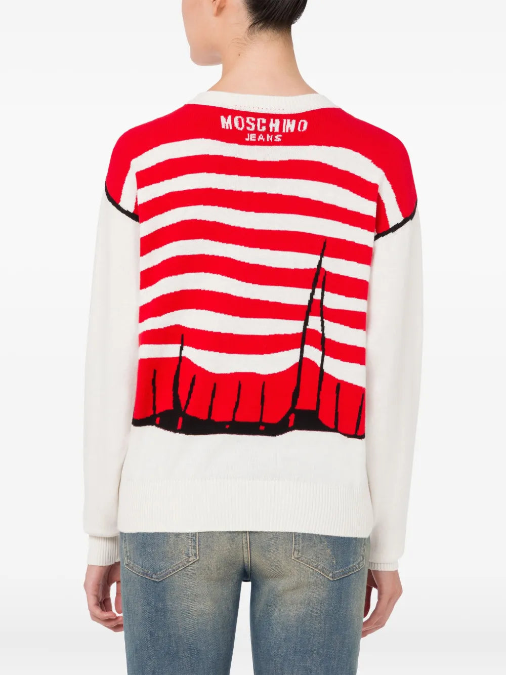 Playful Striped Knit Sweater with Graphic Accents