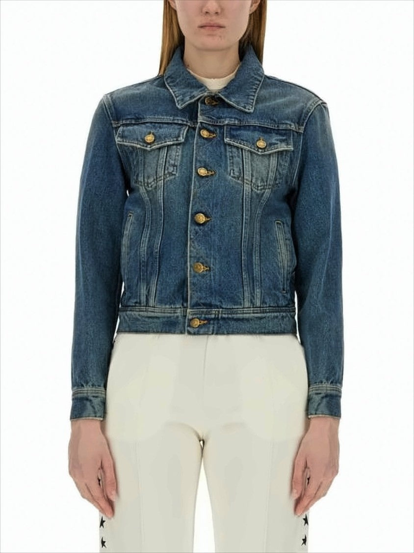 Structured Cropped Denim Jacket With Vintage Finish