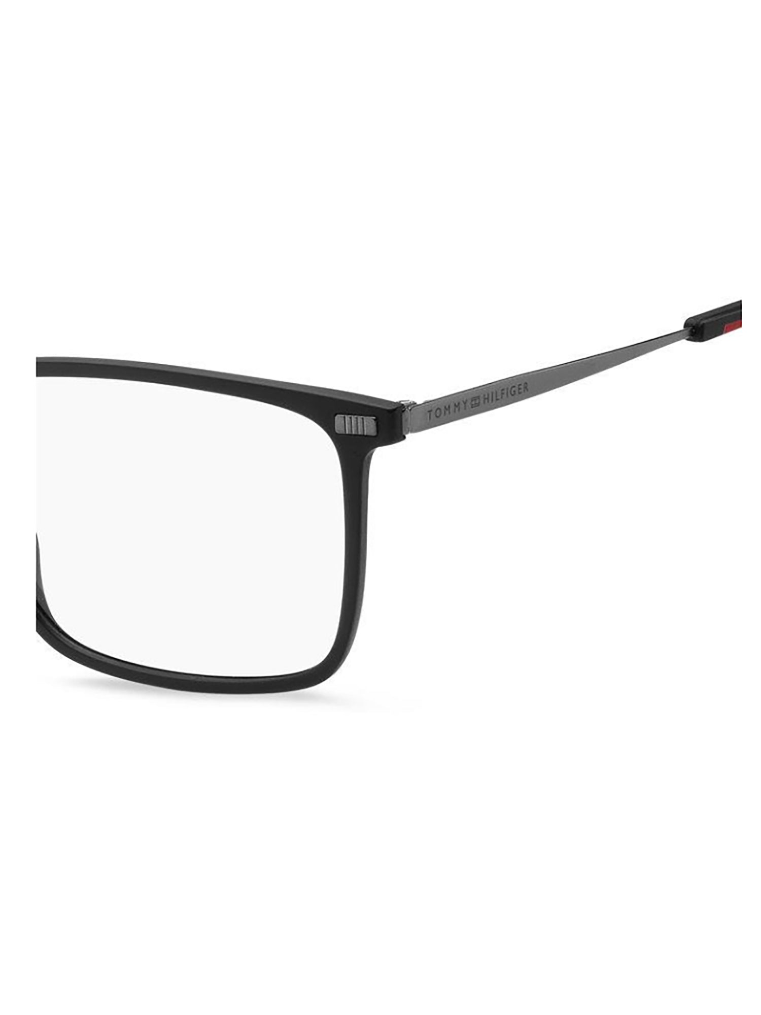 Rectangular Black Optical Frames with Subtle Red Accent