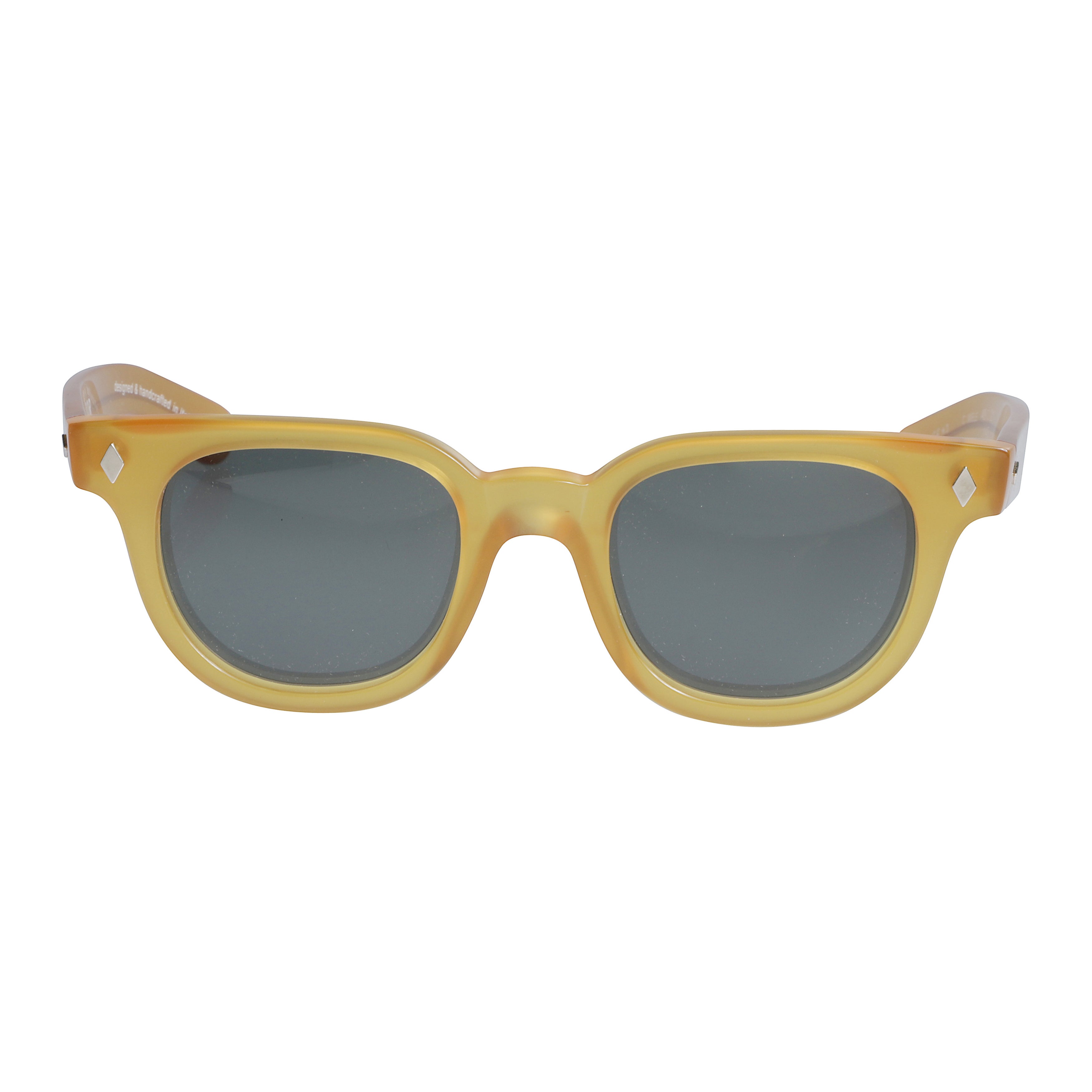 Orbit Translucent Amber-Yellow Square Frame Sunglasses with Metallic Accents
