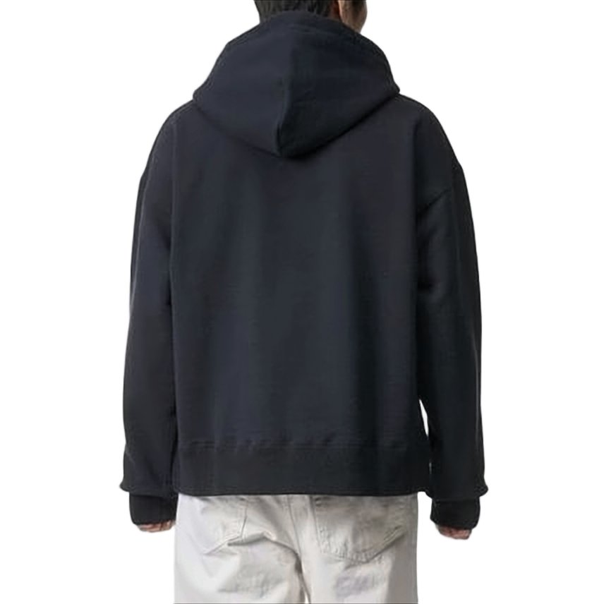 Minimalist Black Hoodie with Contrasting Drawstrings