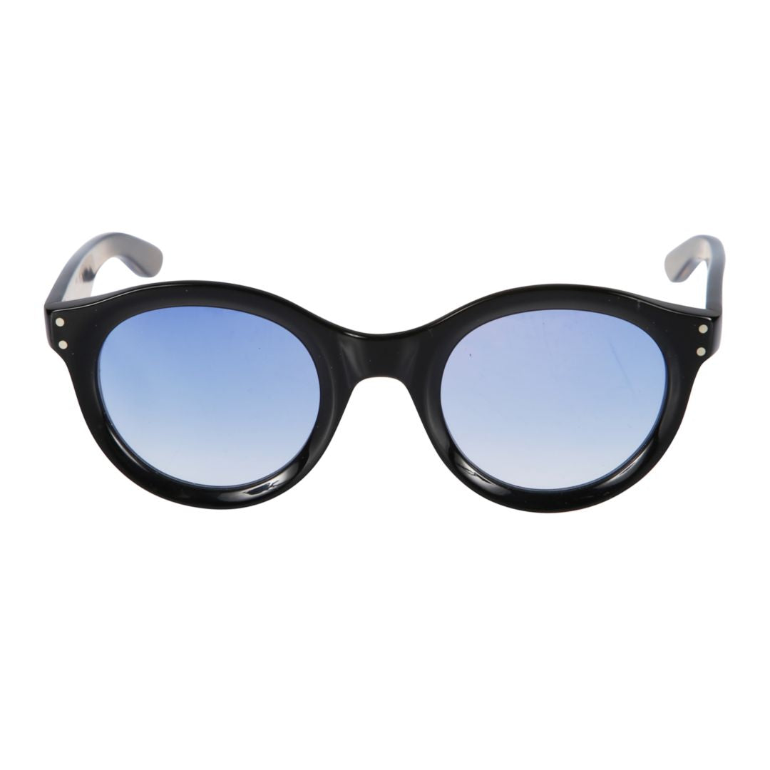 Thick Rounded Gradient Tint Sunglasses with Glossy Black Frame