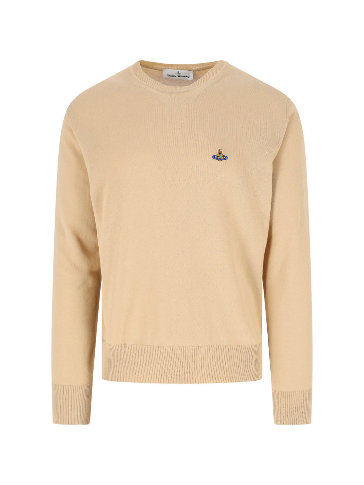 Beige Alex Crew Neck Cotton Sweater