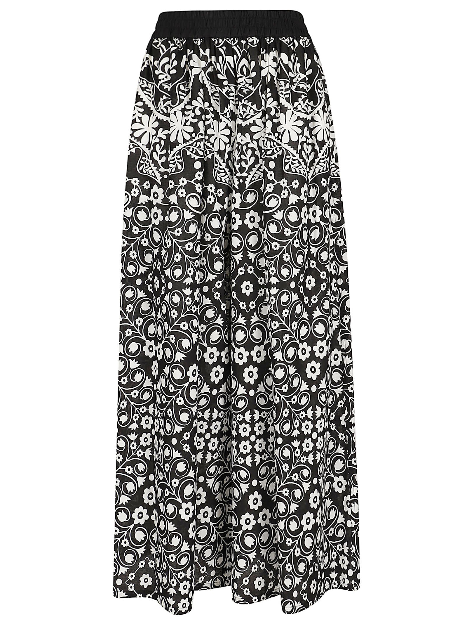 Wide Leg Trousers with Intricate Floral and Geometric Pattern