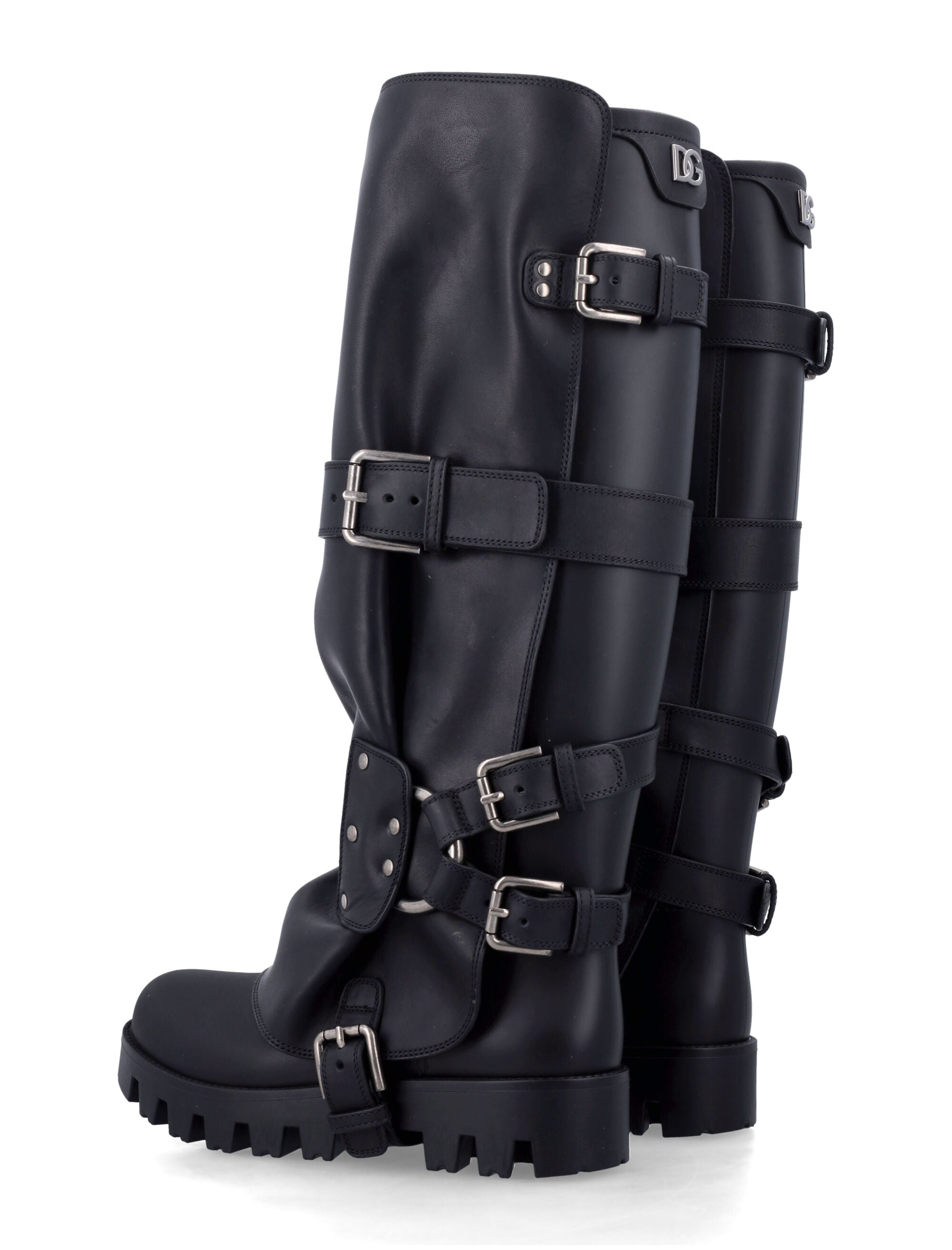 Rubber And Leather Tall Boots