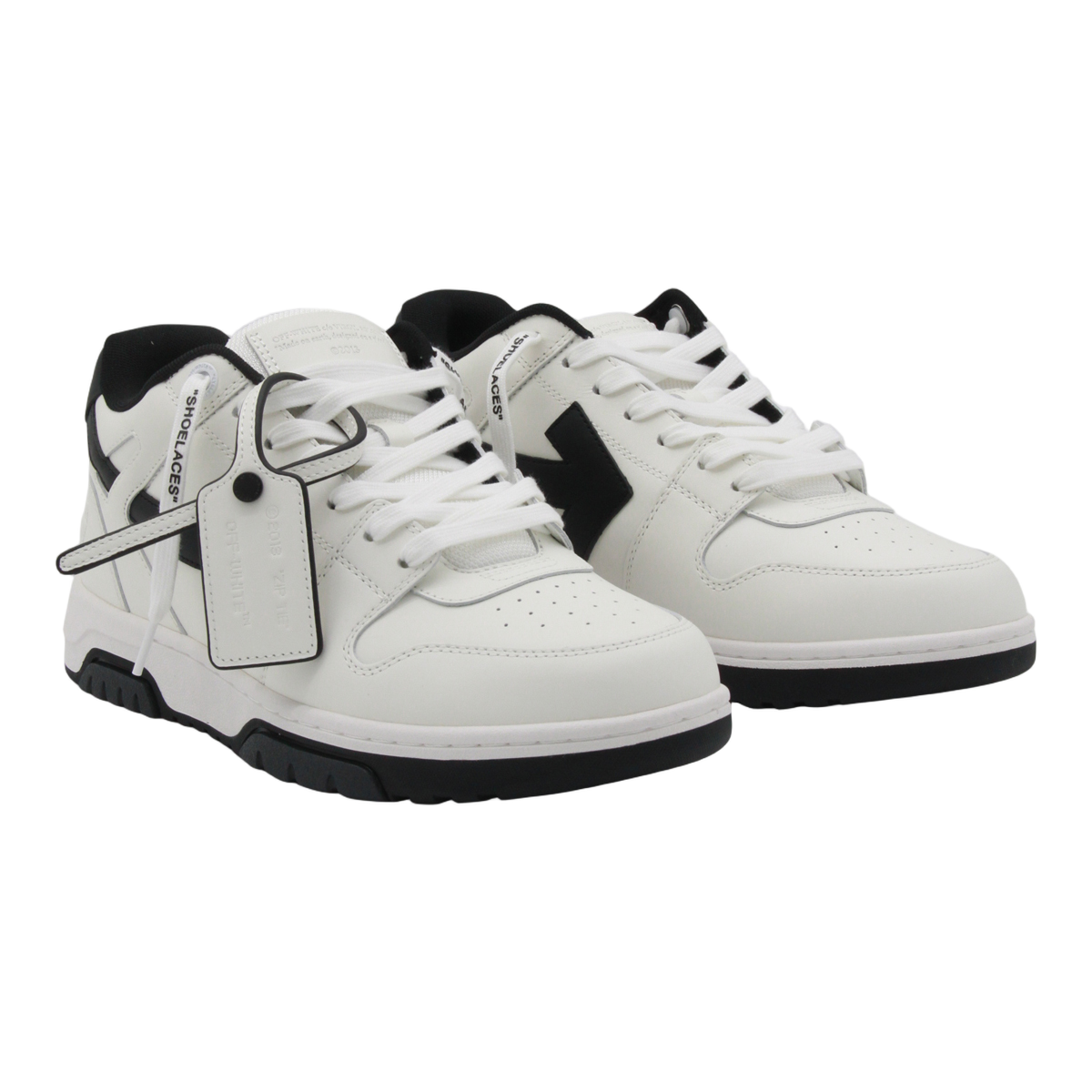 White Leather Sneakers With Black Accents