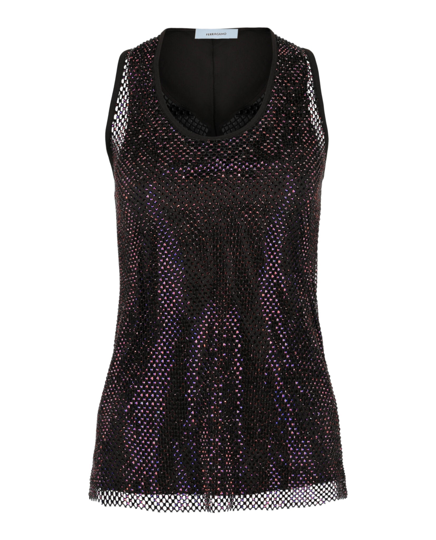Crystal Embellished Mesh Tank Top