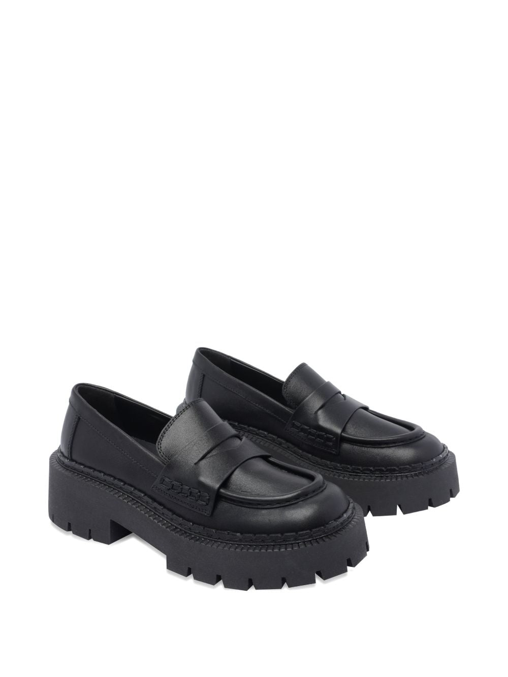 Platform Loafers In Black Leather