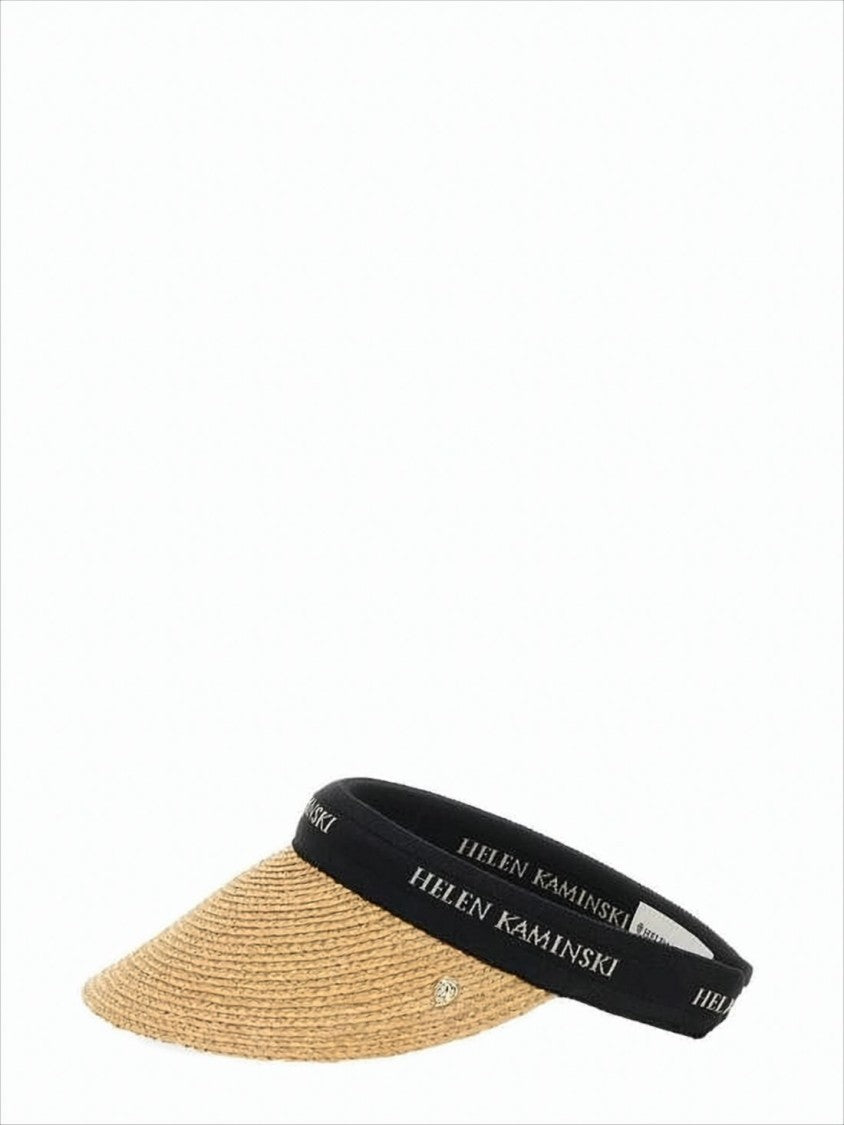 Natural Raffia Visor With Black Brand Band