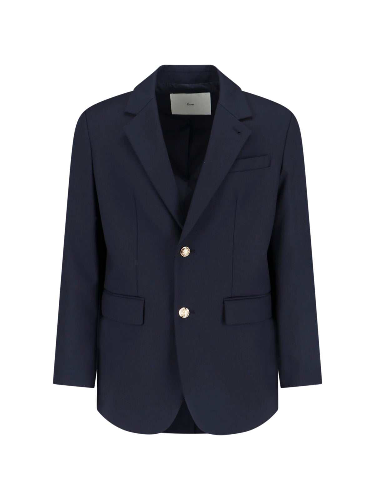 Navy Wool Blend Single-Breasted Blazer