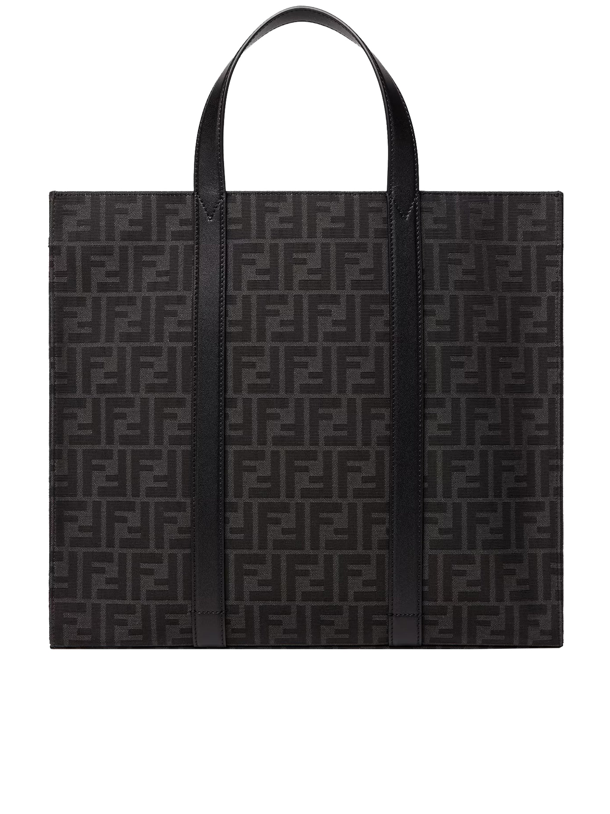Structured FF Monogram Leather Accents Tote