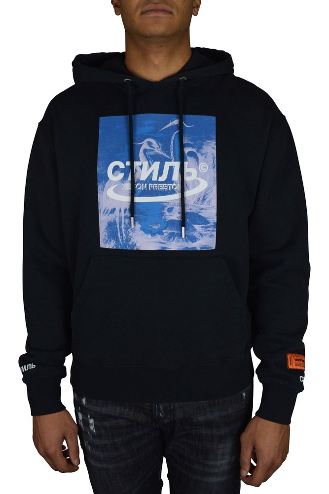 Cotton Hoodie With Blue Pelican Graphics