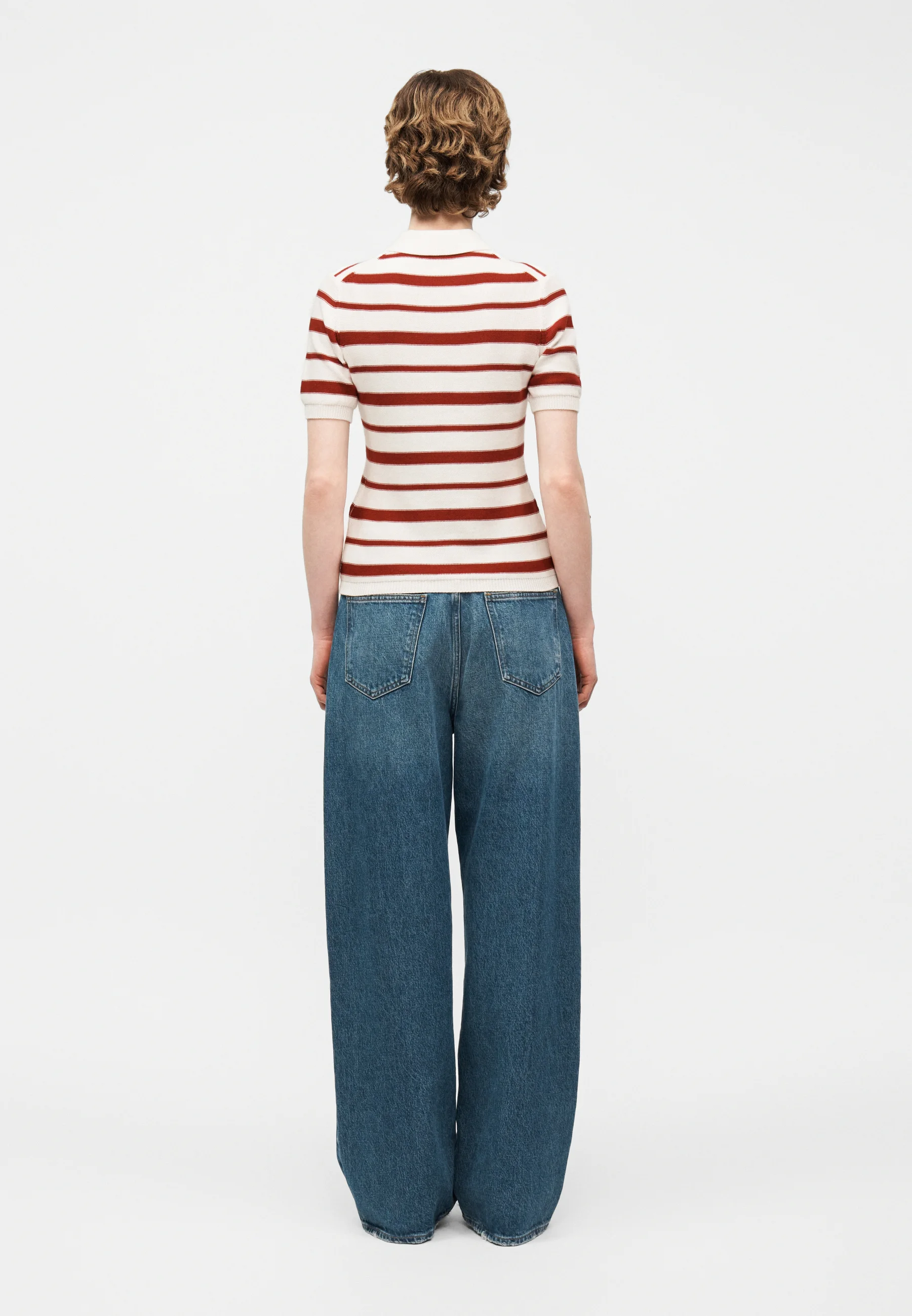 White Red Cotton Blend Sweater